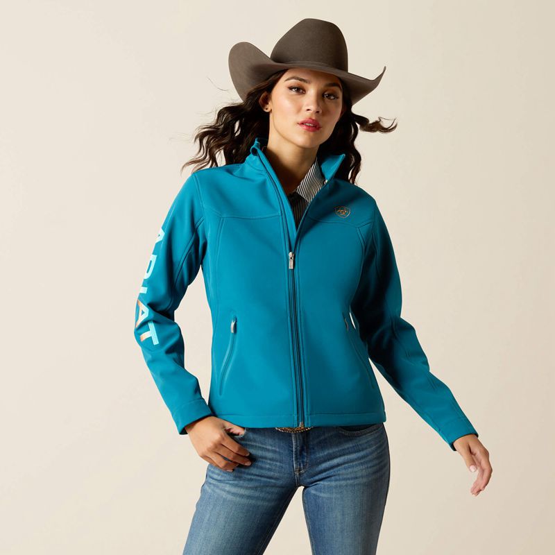 Ariat New Team Softshell Jacket Ocean Depths/Retro Ranch Print Femme | QWP-37579459