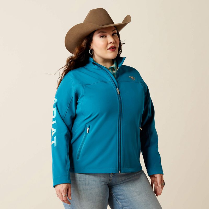 Ariat New Team Softshell Jacket Ocean Depths/Retro Ranch Print Femme | QWP-37579459