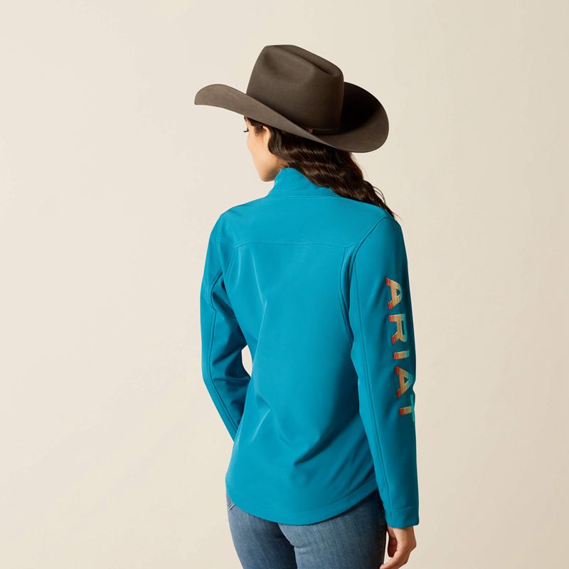 Ariat New Team Softshell Jacket Ocean Depths/Retro Ranch Print Femme | QWP-37579459