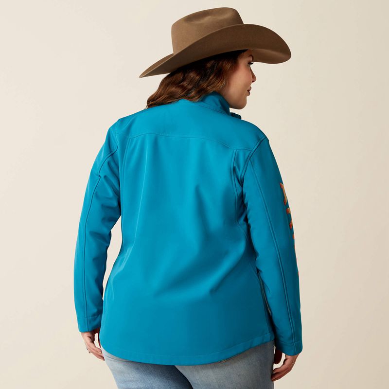 Ariat New Team Softshell Jacket Ocean Depths/Retro Ranch Print Femme | QWP-37579459