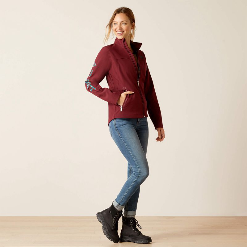 Ariat New Team Softshell Jacket Tawny Port/Baja Femme | GJW-33216863