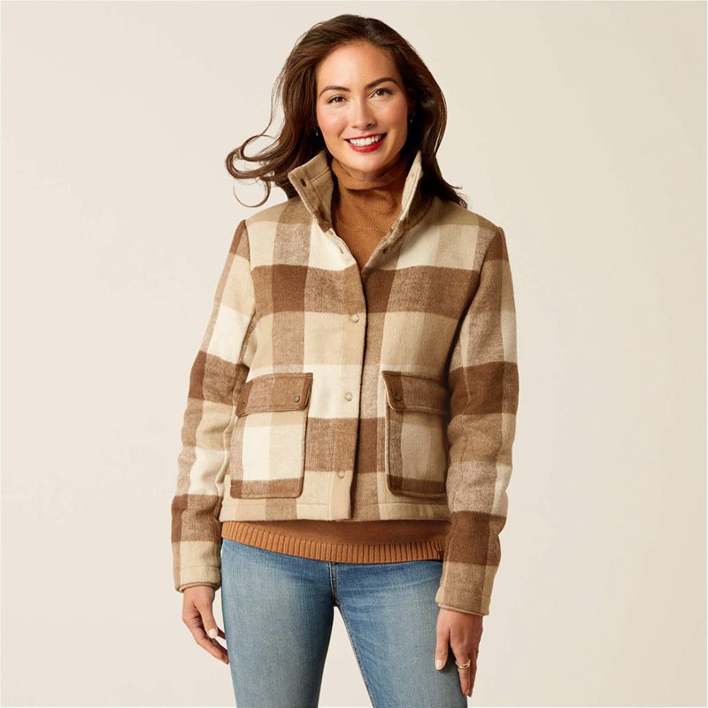 Ariat Marland Jacket Camel Buffalo Plaid Femme | RUX-66597609