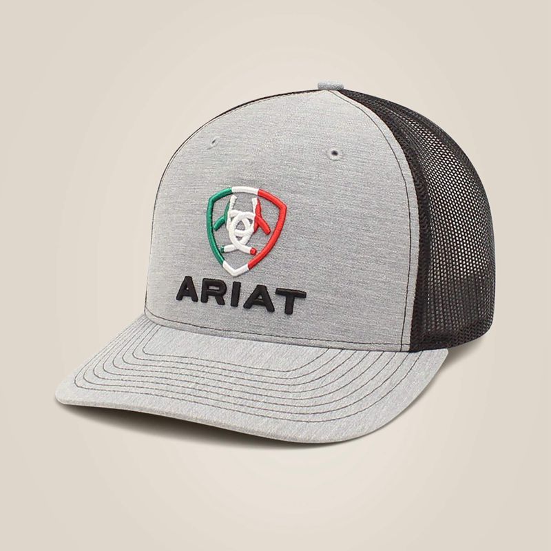 Ariat Mexico Flag Shield Cap Gray Homme | COL-32840947