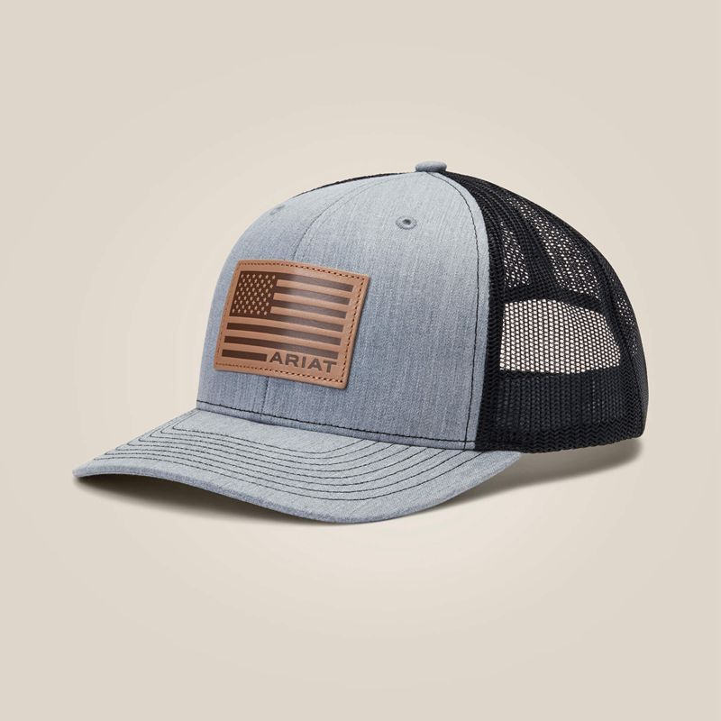 Ariat Flag Patch Cap Grey/Brown Homme | FTY-81558566