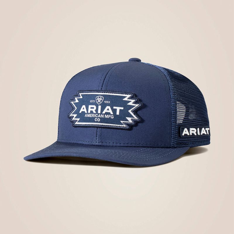 Ariat Aztec Logo Patch Cap Bleu Homme | CAR-70411700