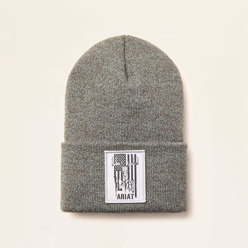 Ariat American Outdoors Patch Beanie Grise Homme | RWD-09333431