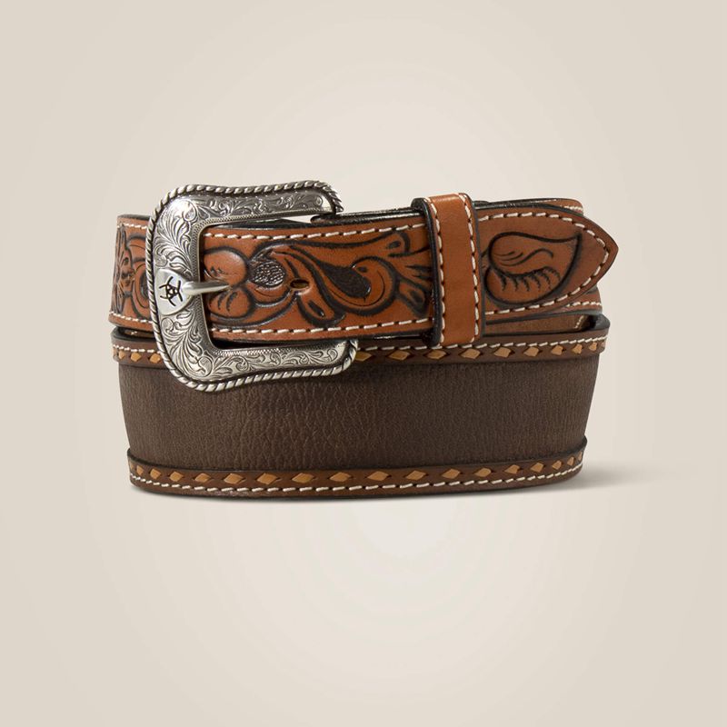 Ariat White Stitch Trim Belt Marron Homme | DIB-80451729