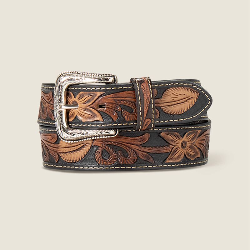 Ariat Tooled Lt Leaves Belt Marron Homme | XTU-92563217