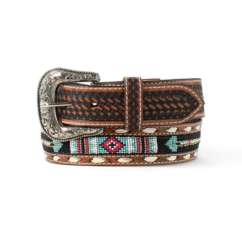 Ariat Southwest Beaded Belt Beige/Khaki Homme | PQQ-95011578