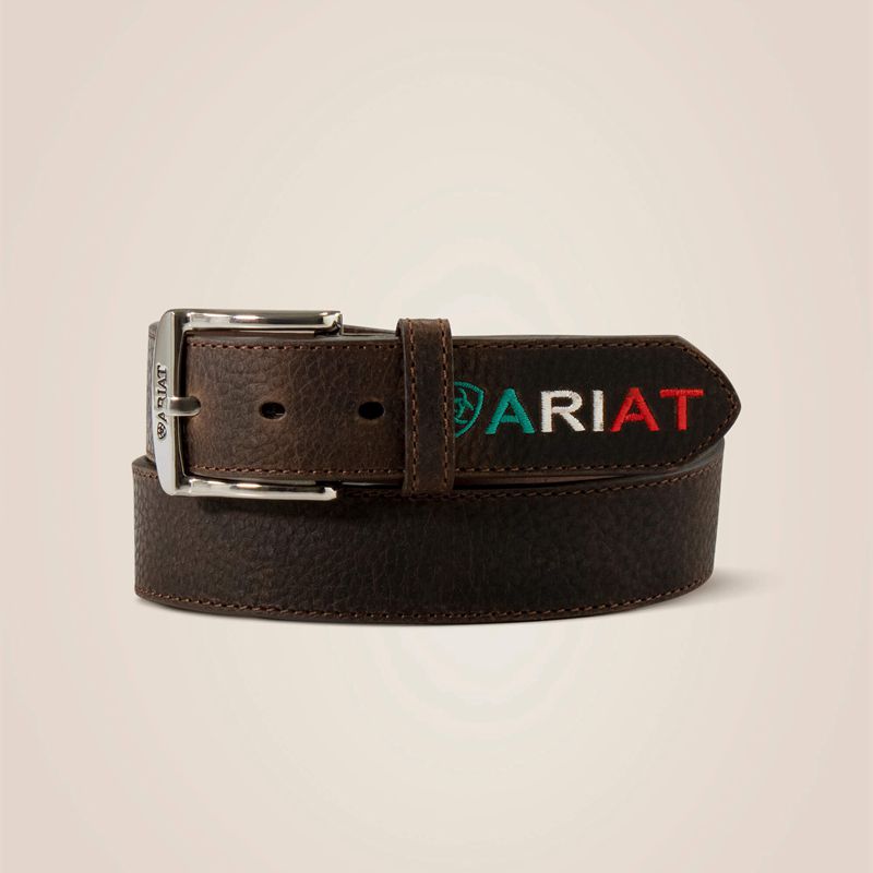 Ariat Mexico Embossed Logo Belt Marron Homme | WJI-37211865