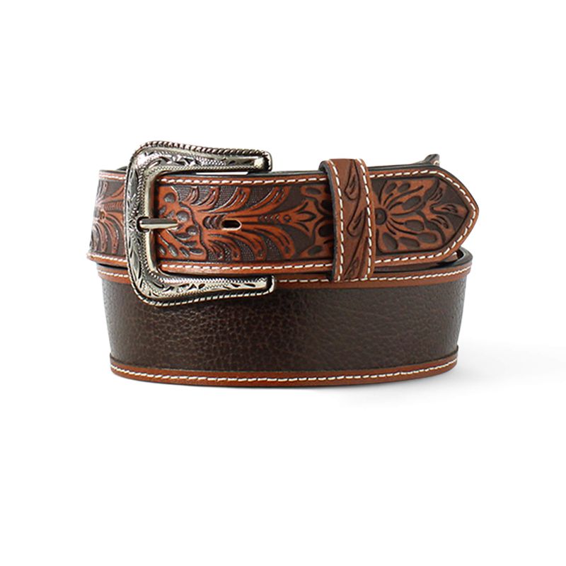 Ariat Floral Stamped Tip Belt Marron Homme | OMD-30410092