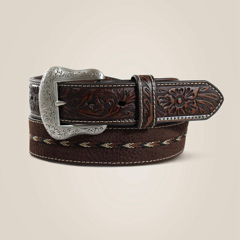 Ariat Embossed Center Stitch Belt Marron Homme | JRB-57899079