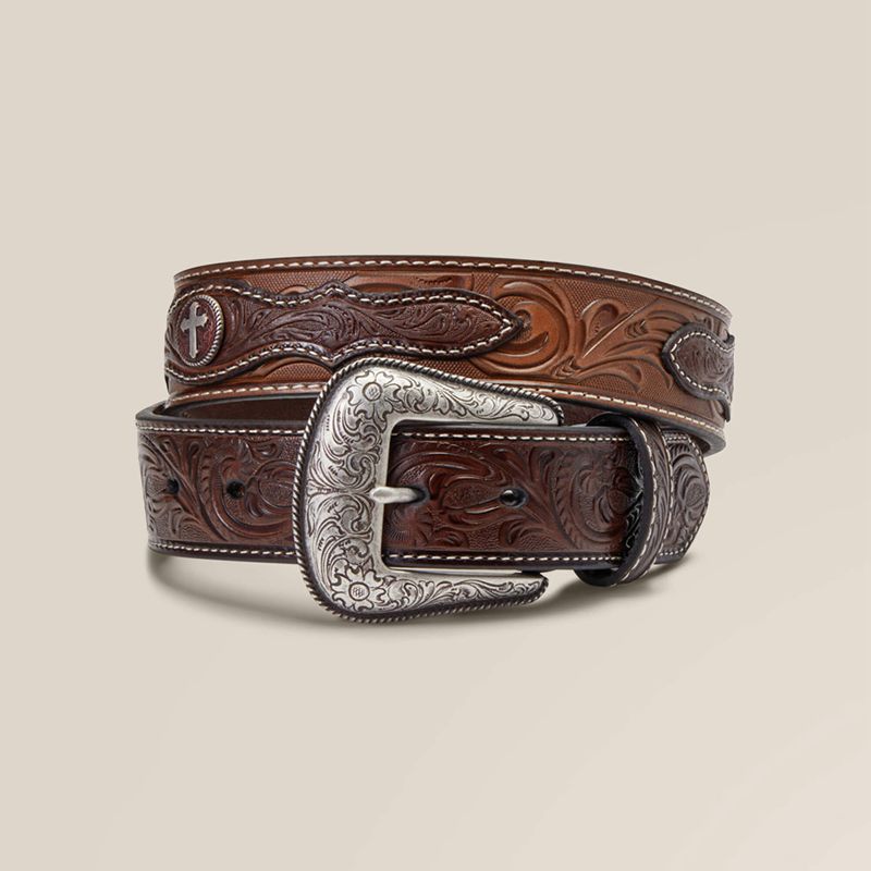 Ariat Cross Medallion Belt Marron Homme | IRB-25829750