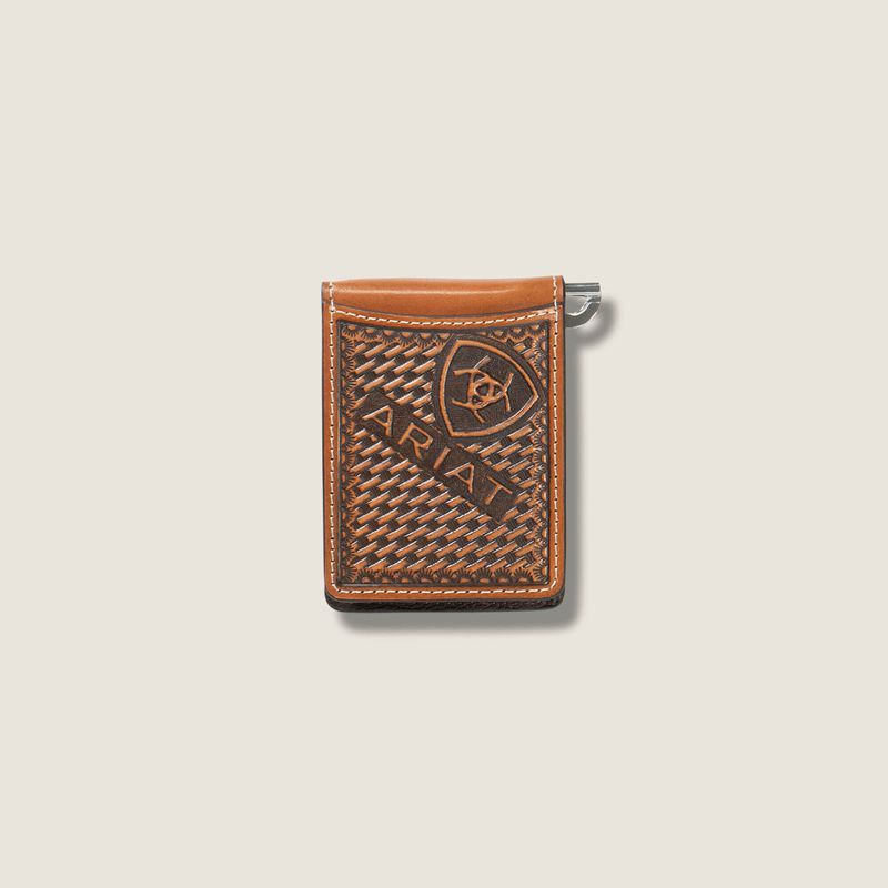 Ariat Weaved Money Clip Marron Homme | WAT-43036570