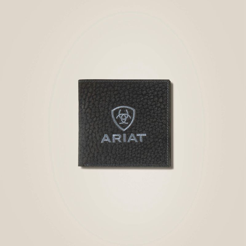 Ariat Pebble Leather Logo Bifold Wall Noir Homme | TBZ-26609256