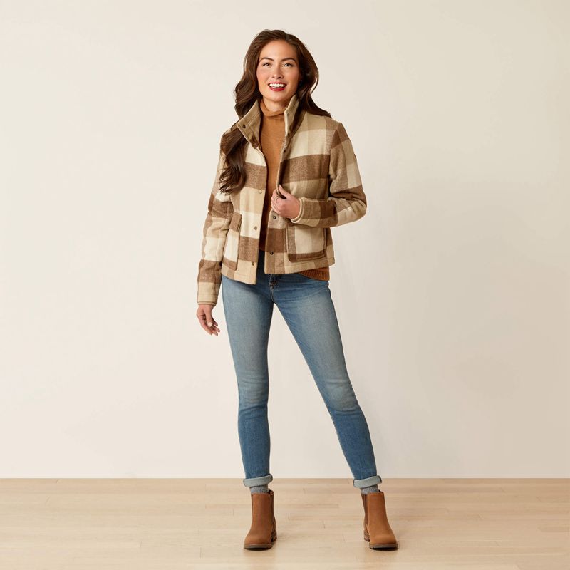 Ariat Marland Jacket Camel Buffalo Plaid Femme | RUX-66597609