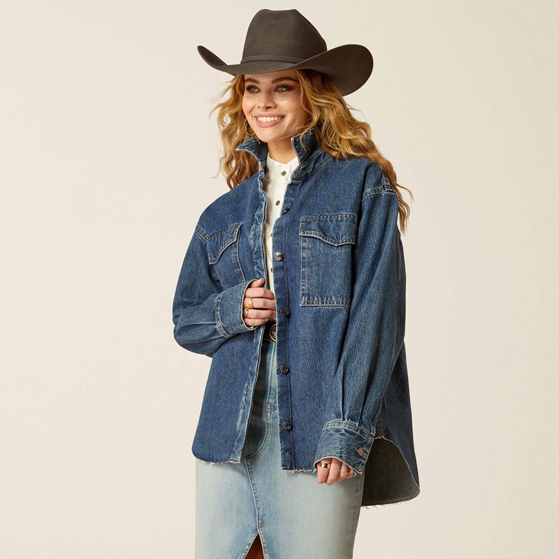 Ariat Denim Shirt Jacket Hesperia Femme | UYE-20236524