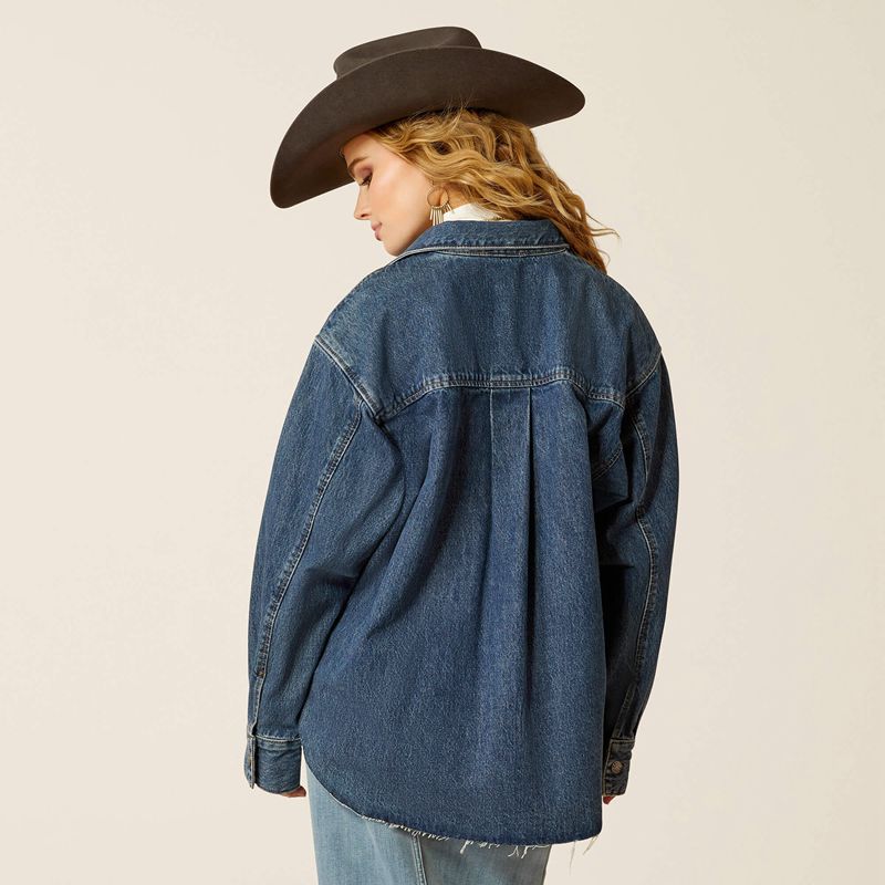 Ariat Denim Shirt Jacket Hesperia Femme | UYE-20236524