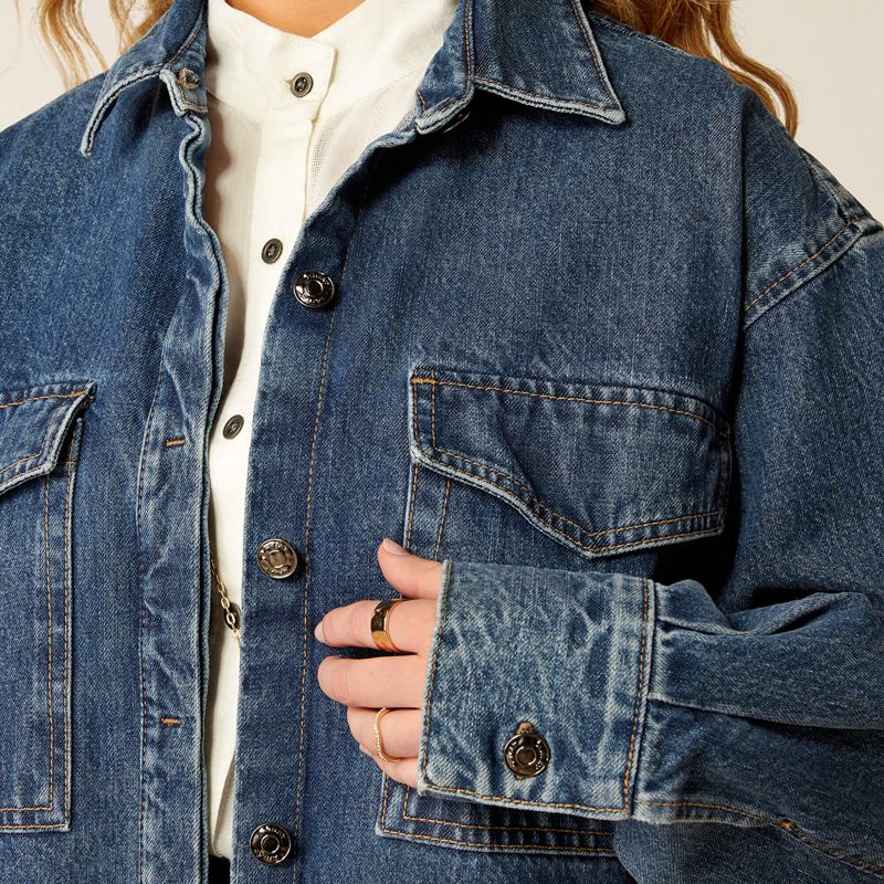 Ariat Denim Shirt Jacket Hesperia Femme | UYE-20236524