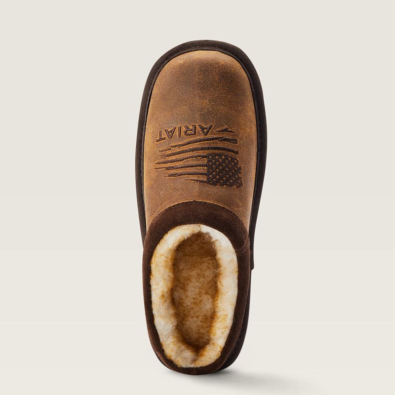 Ariat Patriot Square Toe Slipper Dusty Bown Suede Enfant | DAC-94733783