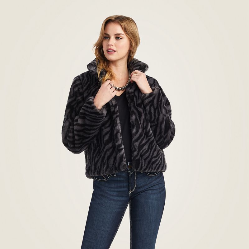 Ariat City Girl Faux Fur Jacket Noir Femme | VSI-38864629