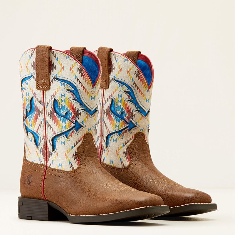 Ariat Bk San Angelo Venttek Western Boot Toasty Tan/Bright Saddle Blanket Enfant | PTZ-79596300