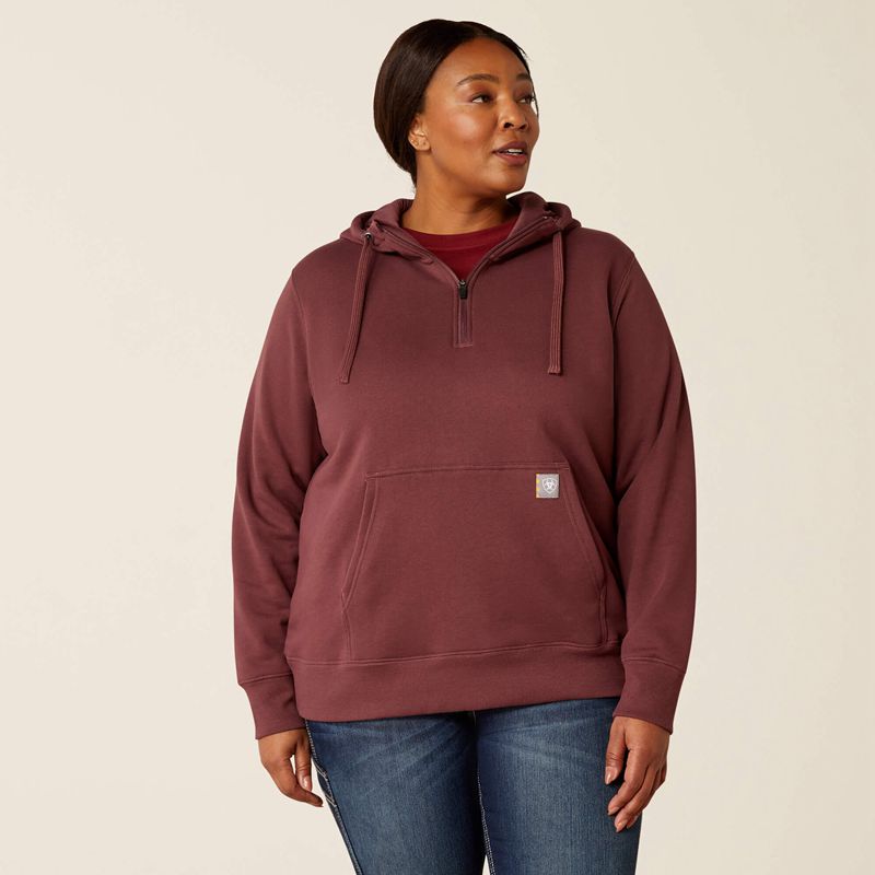 Ariat Rebar Skill Set 1/2 Zip Hoodie Catawba Grape Femme | ZDH-46233602