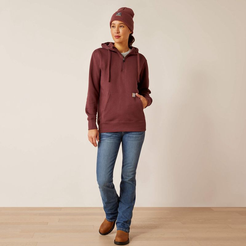 Ariat Rebar Skill Set 1/2 Zip Hoodie Catawba Grape Femme | ZDH-46233602