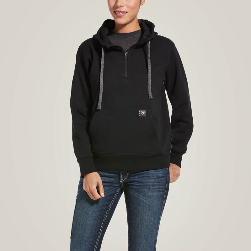 Ariat Rebar Skill Set 1/2 Zip Hoodie Noir Femme | FPB-04325735