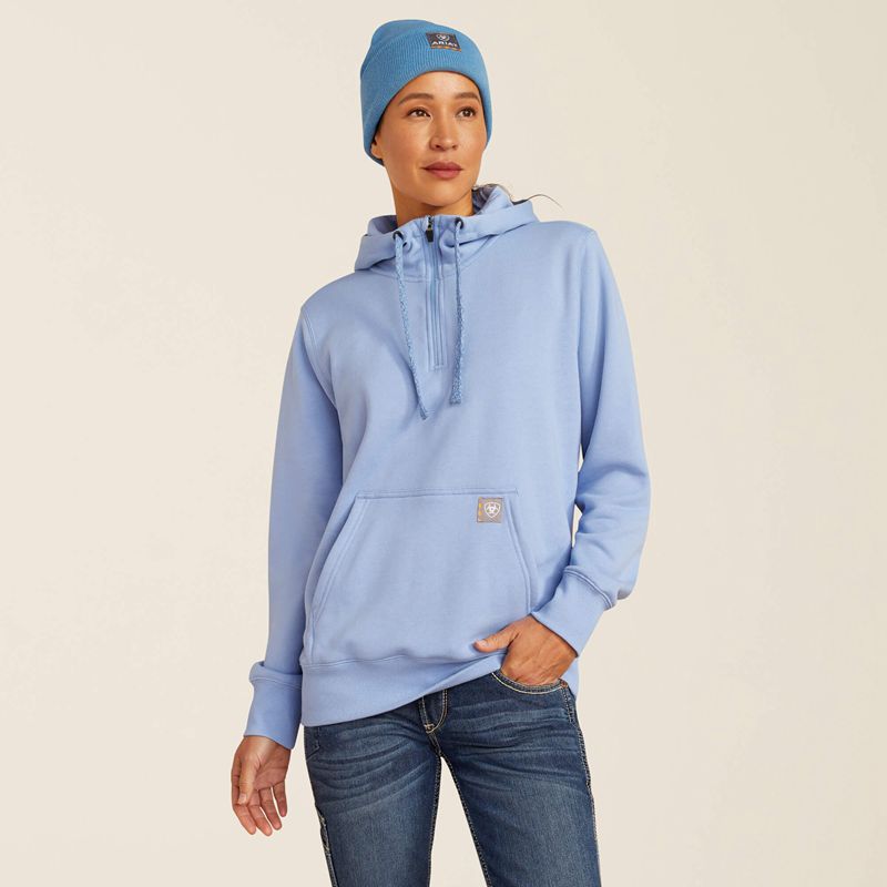 Ariat Rebar Skill Set 1/2 Zip Hoodie Bleu Femme | PVE-97648165