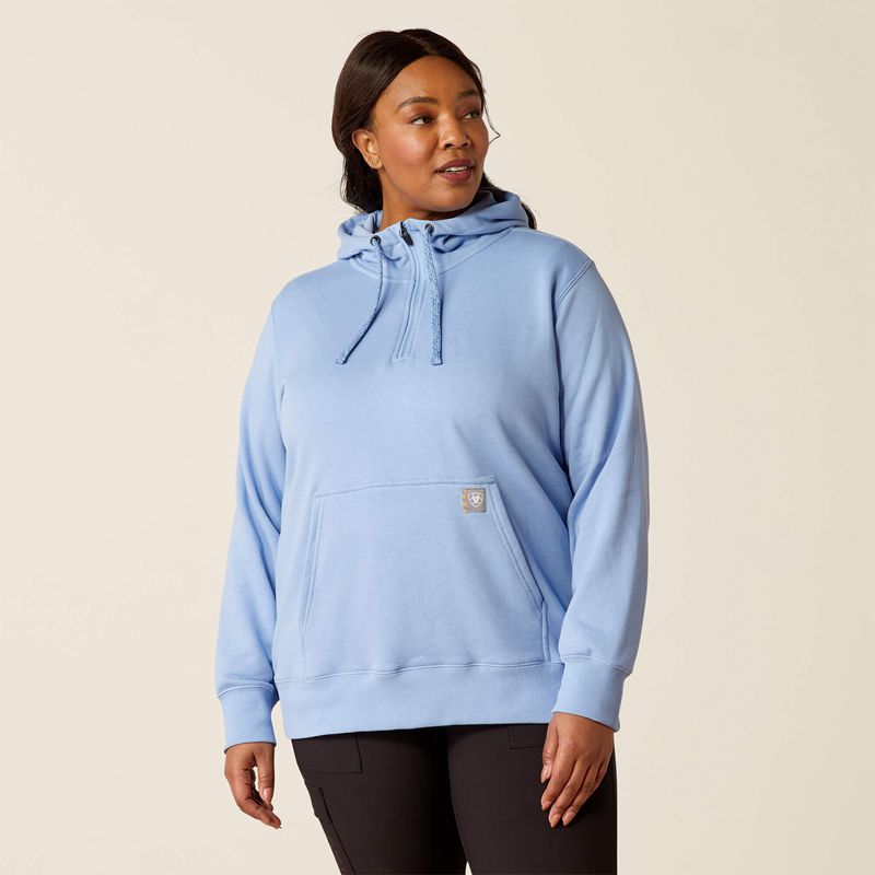 Ariat Rebar Skill Set 1/2 Zip Hoodie Bleu Femme | PVE-97648165