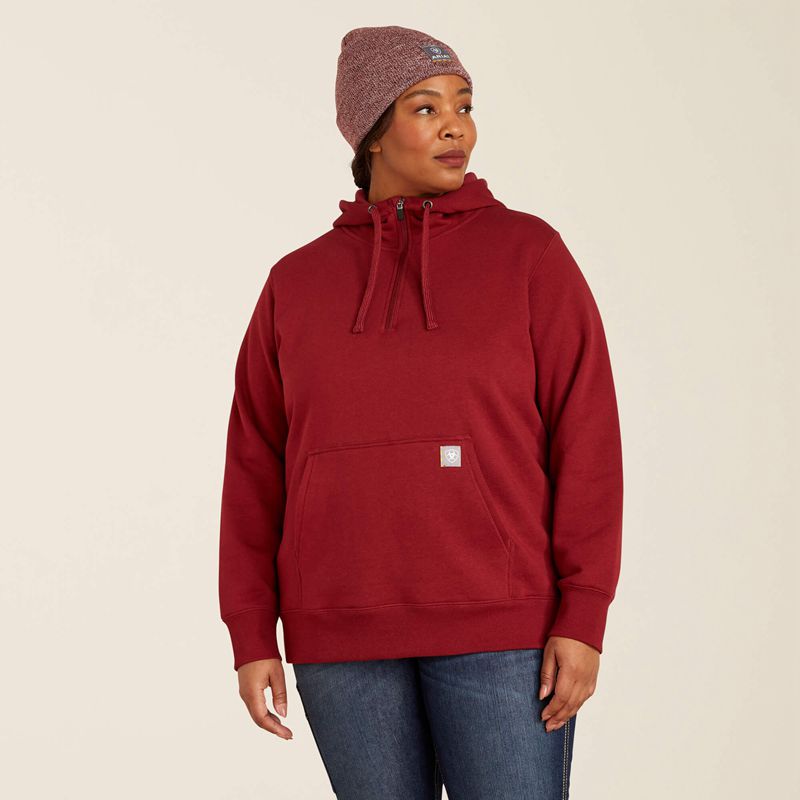 Ariat Rebar Skill Set 1/2 Zip Hoodie Cabernet Femme | JGX-08836836