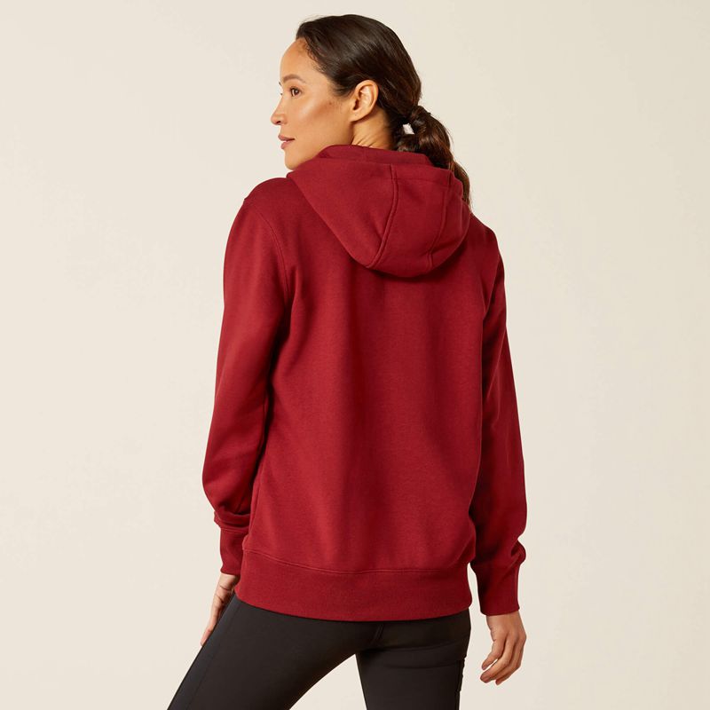 Ariat Rebar Skill Set 1/2 Zip Hoodie Cabernet Femme | JGX-08836836