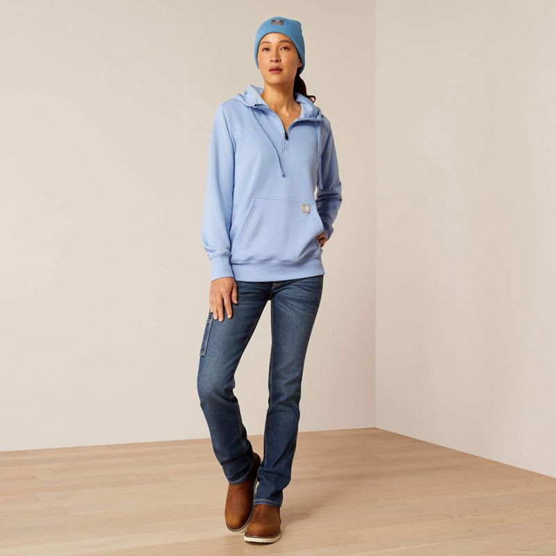 Ariat Rebar Skill Set 1/2 Zip Hoodie Bleu Femme | PVE-97648165