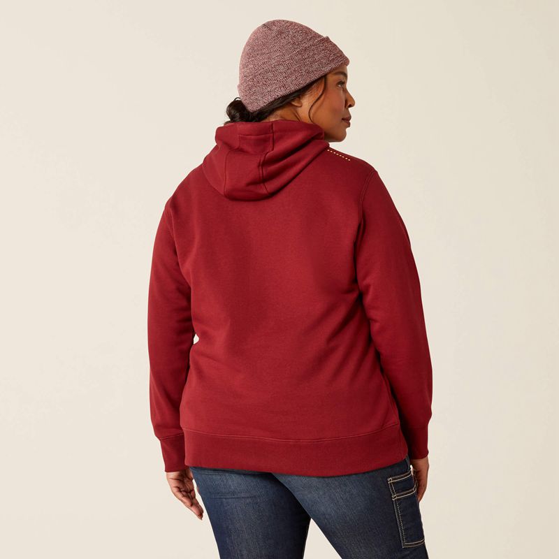 Ariat Rebar Skill Set 1/2 Zip Hoodie Cabernet Femme | JGX-08836836