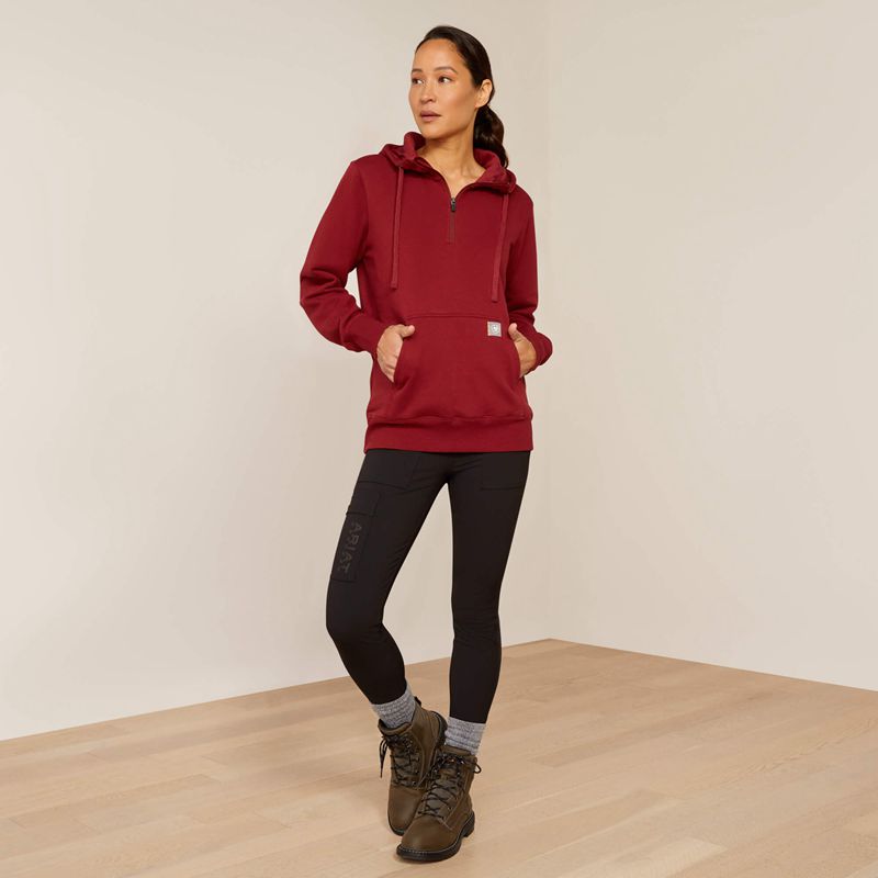 Ariat Rebar Skill Set 1/2 Zip Hoodie Cabernet Femme | JGX-08836836