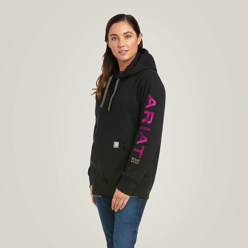 Ariat Rebar Graphic Hoodie Black/Purple Femme | YAT-57191410