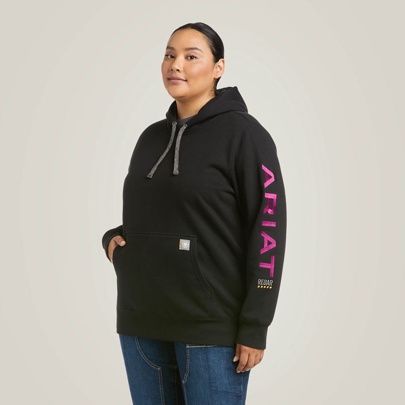 Ariat Rebar Graphic Hoodie Black/Purple Femme | YAT-57191410