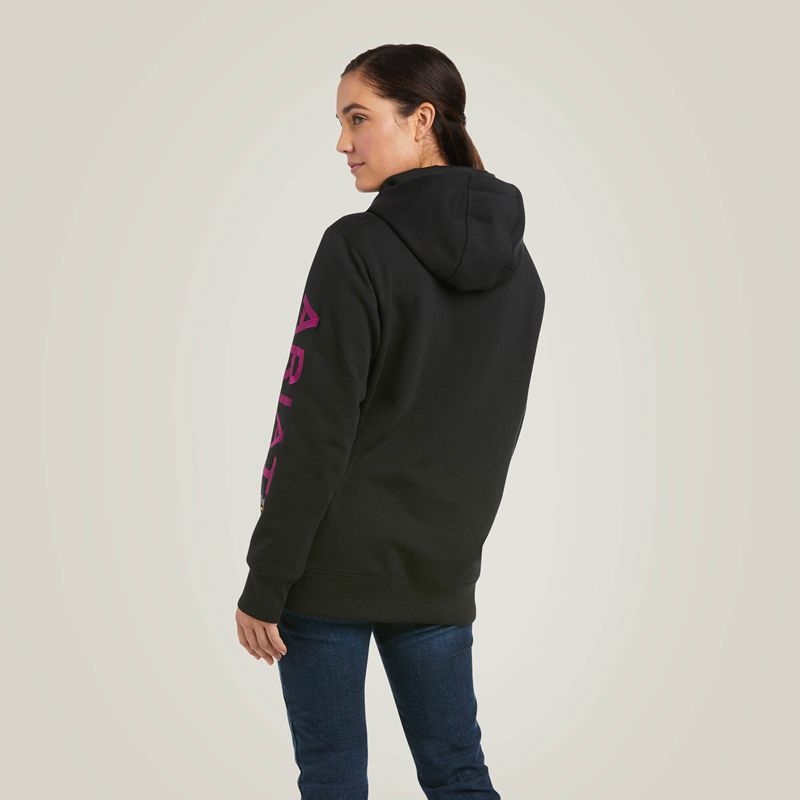 Ariat Rebar Graphic Hoodie Black/Purple Femme | YAT-57191410