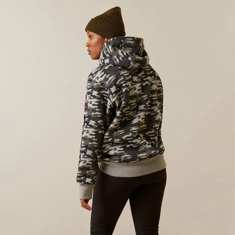 Ariat Rebar Graphic Printed Hoodie Grise Camouflage Femme | XLY-41507007