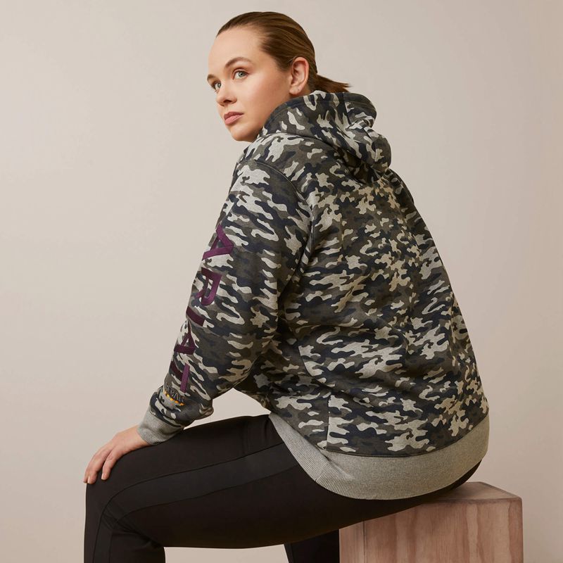 Ariat Rebar Graphic Printed Hoodie Grise Camouflage Femme | XLY-41507007