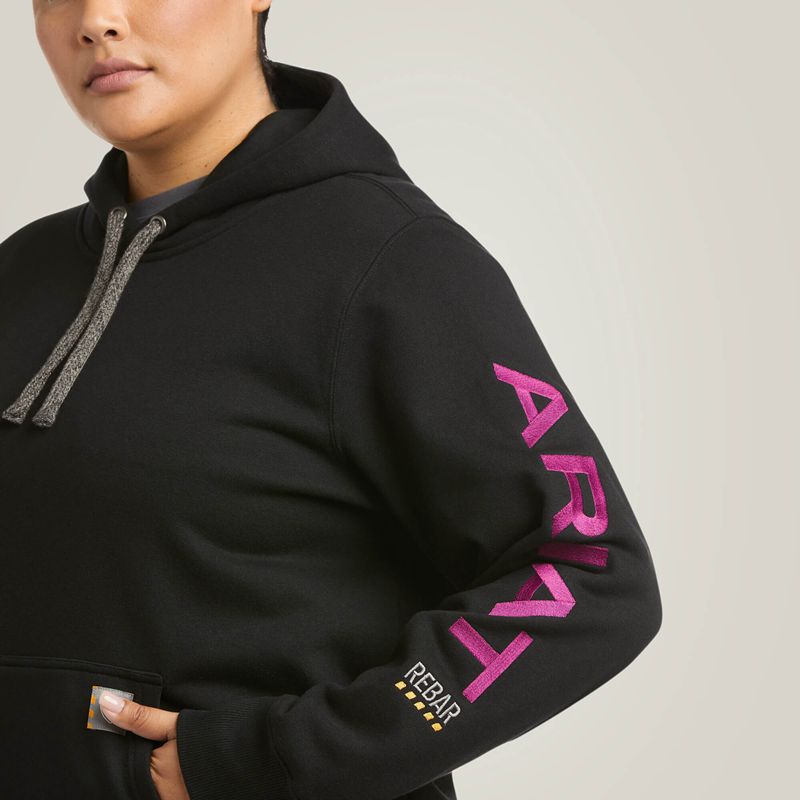 Ariat Rebar Graphic Hoodie Black/Purple Femme | YAT-57191410