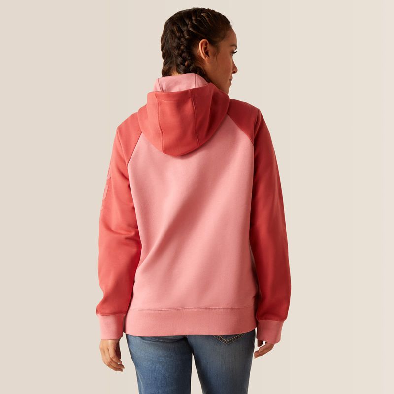 Ariat Rebar Colorblocked 1/2 Zip Hoodie Rouge Femme | BXR-12904189