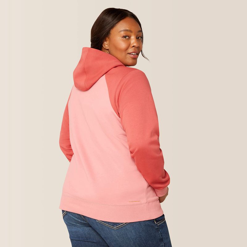 Ariat Rebar Colorblocked 1/2 Zip Hoodie Rouge Femme | BXR-12904189