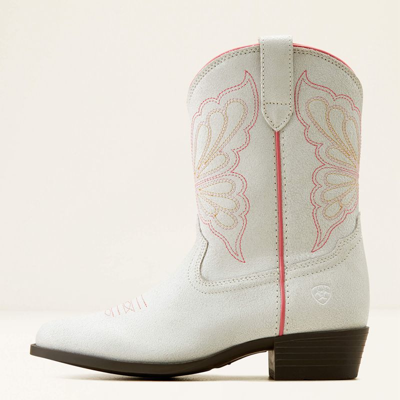 Ariat Bk Heritage Butterfly Western Boot Distressed Ivory Enfant | REY-28020460