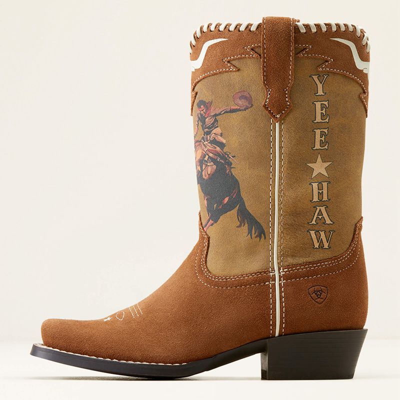 Ariat Bk Futurity Rodeo Quincy Western Boot Chestnut Suede/American Cowboy Enfant | AWA-04672207