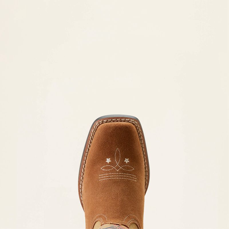 Ariat Bk Futurity Rodeo Quincy Western Boot Chestnut Suede/American Cowboy Enfant | AWA-04672207