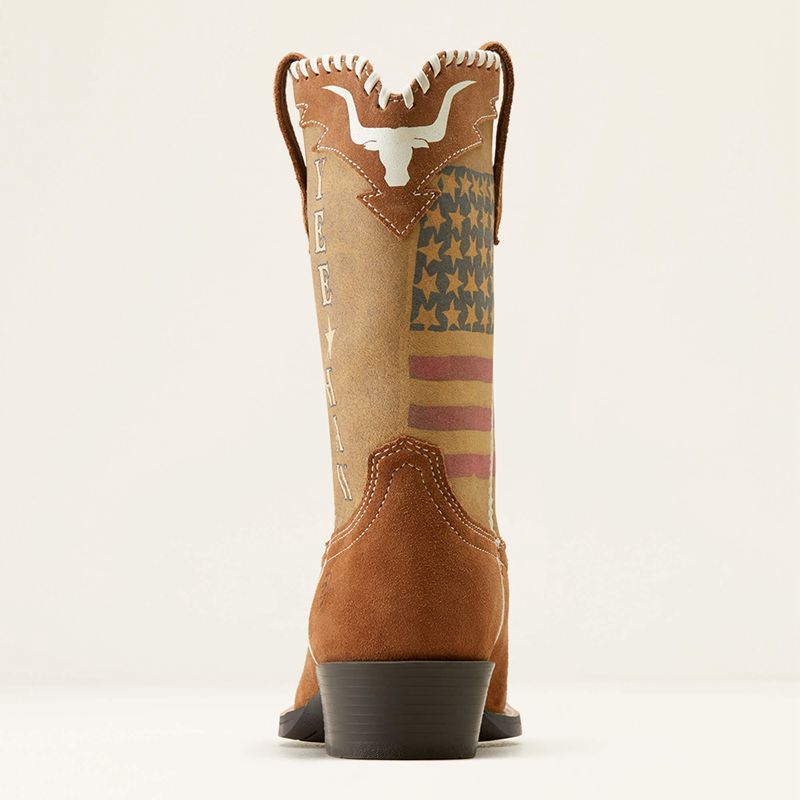 Ariat Bk Futurity Rodeo Quincy Western Boot Chestnut Suede/American Cowboy Enfant | AWA-04672207